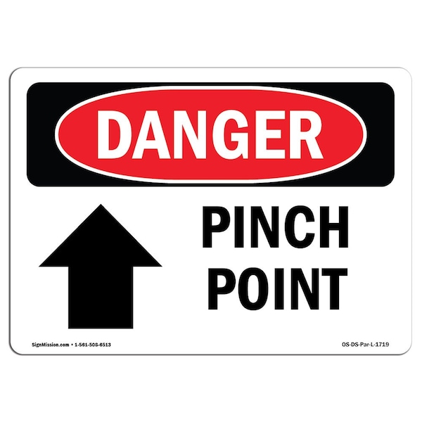 Signmission OSHA Danger Sign, Pinch Point, 14in X 10in Decal, 10" W, 14" L, Landscape, Pinch Point OS-DS-D-1014-L-1719 - main
